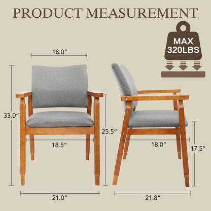 GOTMINSI Mid-Century Modern Linen Dining Chair with Arms, Solid Wood Frame