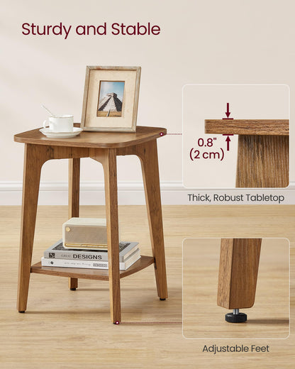 VASAGLE Side Table, 2-Tier Small Square End Table, Nightstand